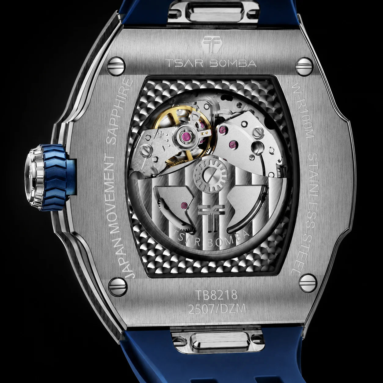 TSAR BOMBA Luxury Skeleton Automatic Watch for Men Miyota Mechanical Movement Sapphire Crystal 316L Stainless Steel Casual Gift