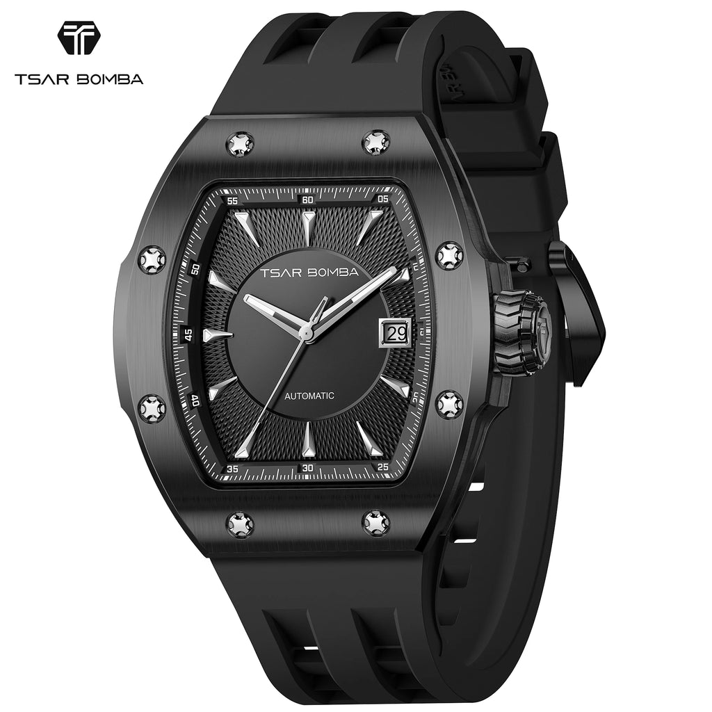 TSAR BOMBA Luxury Skeleton Automatic Watch for Men Miyota Mechanical Movement Sapphire Crystal 316L Stainless Steel Casual Gift