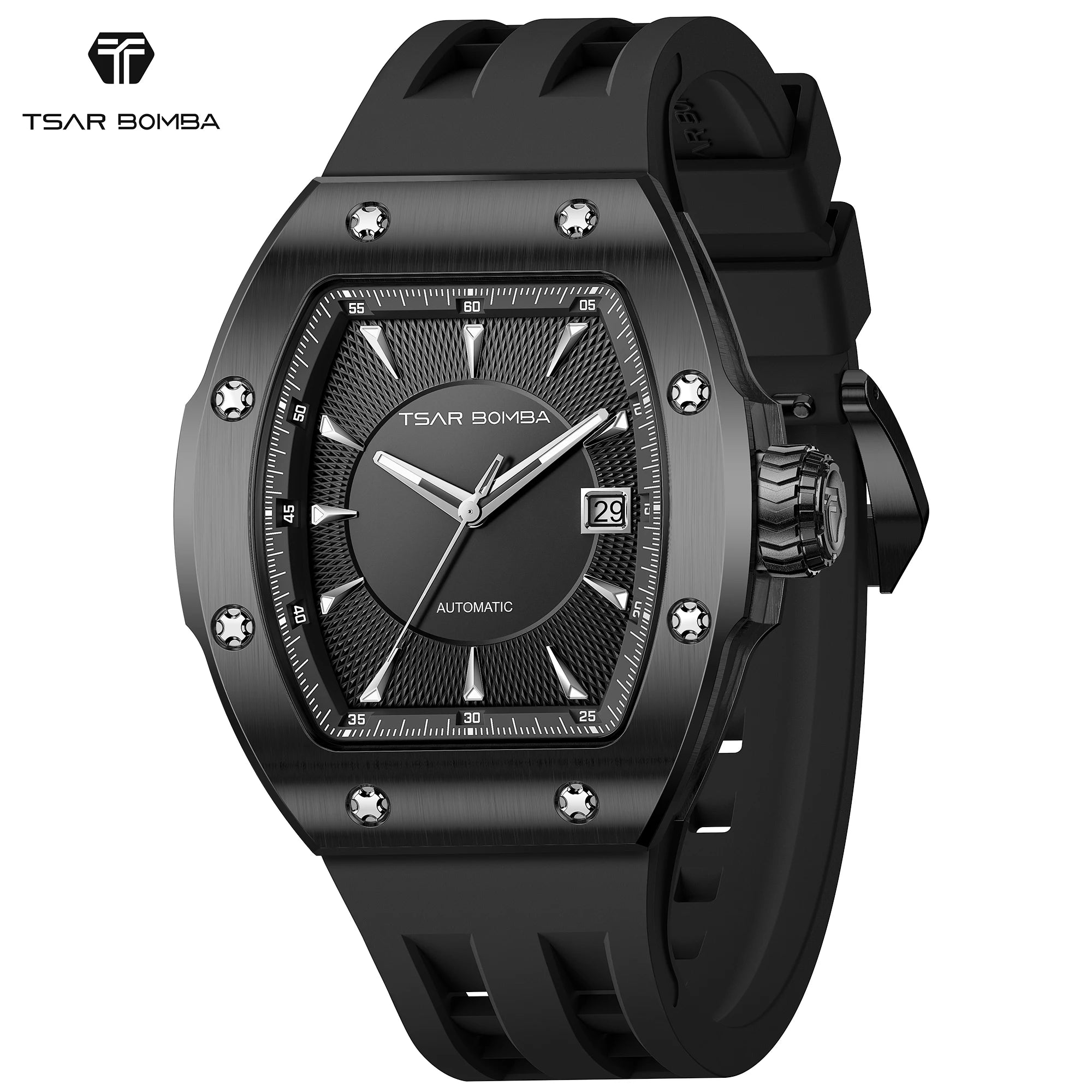 TSAR BOMBA Luxury Skeleton Automatic Watch for Men Miyota Mechanical Movement Sapphire Crystal 316L Stainless Steel Casual Gift