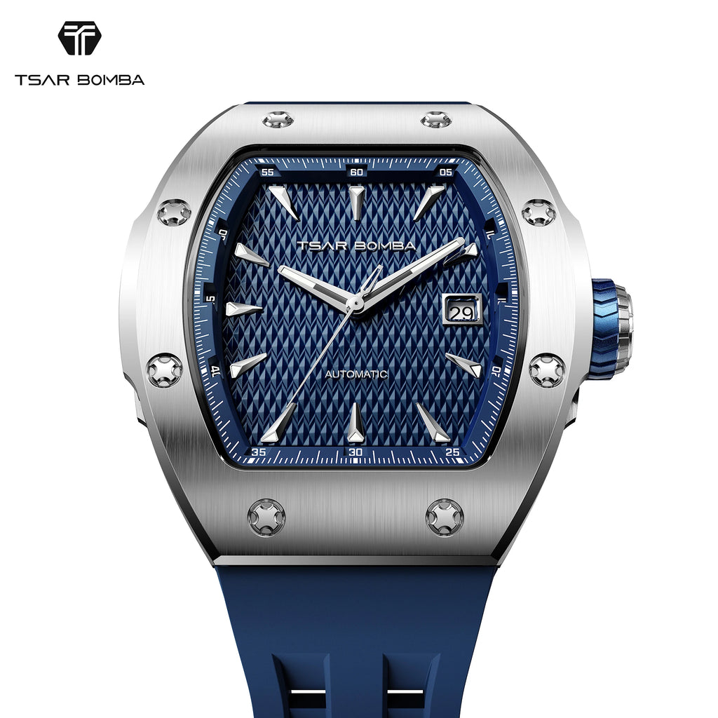 TSAR BOMBA Luxury Skeleton Automatic Watch for Men Miyota Mechanical Movement Sapphire Crystal 316L Stainless Steel Casual Gift