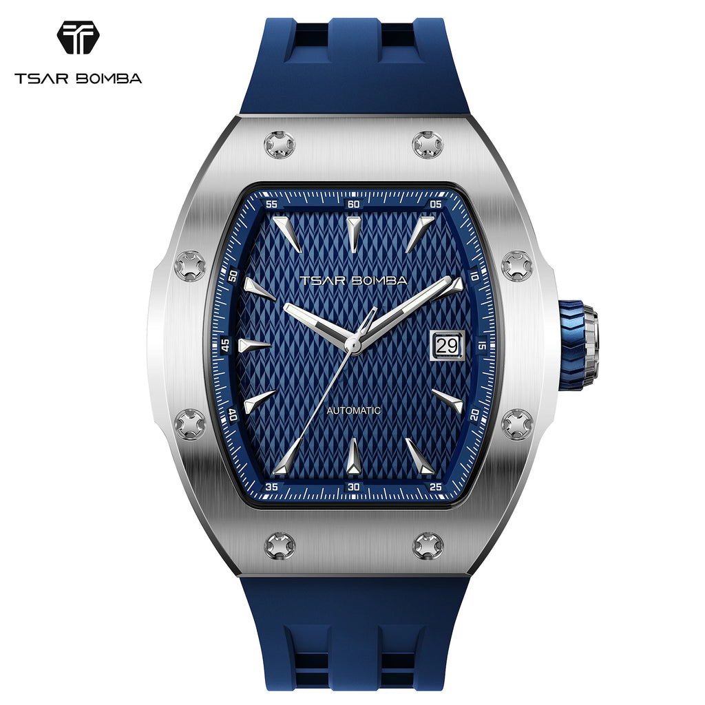 TSAR BOMBA Luxury Skeleton Automatic Watch for Men Miyota Mechanical Movement Sapphire Crystal 316L Stainless Steel Casual Gift