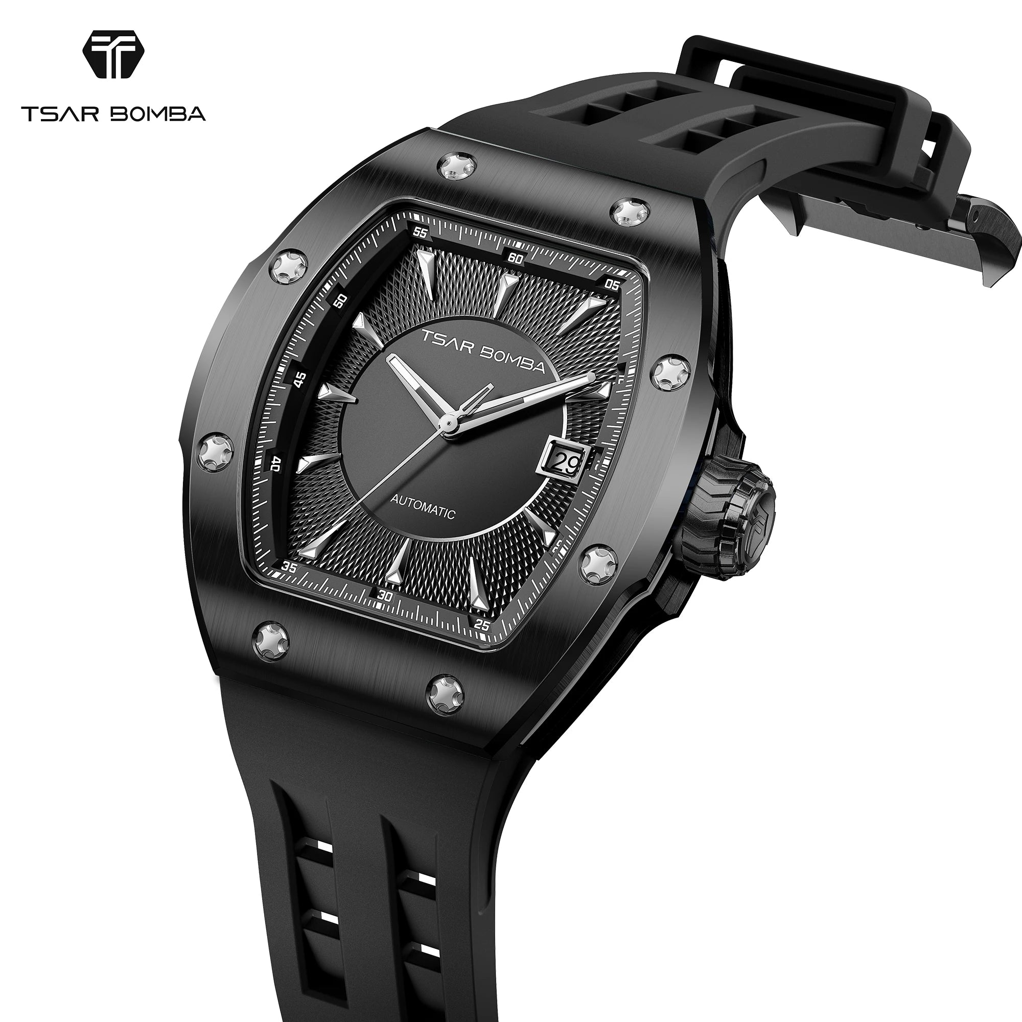 TSAR BOMBA Luxury Skeleton Automatic Watch for Men Miyota Mechanical Movement Sapphire Crystal 316L Stainless Steel Casual Gift