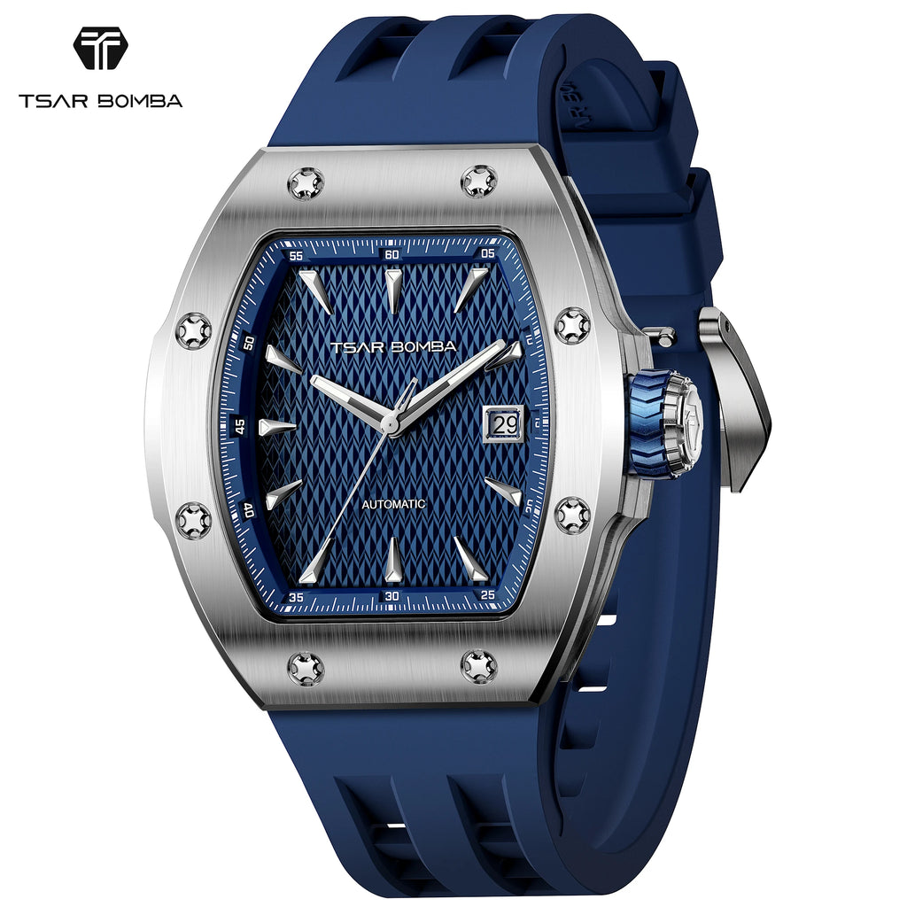 TSAR BOMBA Luxury Skeleton Automatic Watch for Men Miyota Mechanical Movement Sapphire Crystal 316L Stainless Steel Casual Gift